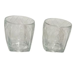 Set of 2 Crown Royal Diamond Pattern Low Ball Whiskey Glasses Bareware 10oz